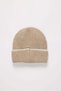 Women's Knitted Beanie with Sewing Detail - 2