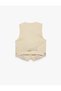 Beige Plain Women Vest - 4