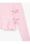 Girls Pink Textured Round Neck Long Sleeves Top - 2
