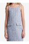 Girls Blue Textured Square Neck Sleeveless Dress - 3