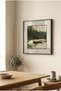 1 Piece Pvc Framed Black Wooden Framed Dark Green Forest and River Themed Square Wooden Painting - Home, Business, and Office Decoration Painting - 4
