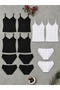 Lace Detailed Rope Strap 6-Piece Women's Athlete Panties Set 4 Black and 2 White Colors