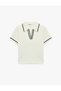 Women White Plain Collared Short Sleeves Polo T-Shirt - 3