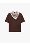Women Brown Plain Round Neck Short Sleeves T-Shirt - 3