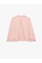 Girls Pink Plain Round Neck Sleeveless Cardigan