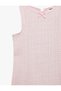 Girls Pink Textured Round Neck Sleeveless Dress - 4