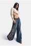 Women's 2W6-8 Palazzo Fit Special Star Pattern Embroidery Design Denim Jean - 5