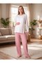 New Season Ecru Pomegranate Flower Winter Special Design Long Sleeve Maternity Pajama Set with Hidden Breastfeeding Detail - 6