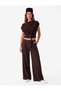 Women Brown Plain Asymmetric Neck Sleeveless Top