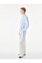 Women Blue Striped Collared Long Sleeves Top - 3