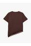 Women Brown Lace Round Neck Short Sleeves T-Shirt - 2