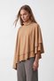 Women's Camel Turtleneck Soft Textured Poncho Look Stylish Blouse Alc-X14645