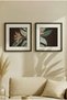2 Pieces Black Wooden Framed Artistic Dramatic Tropical Leaf Illustration Square Wooden Painting - Home, Business, and Office Decoration Painting - 2