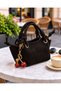Women's Crossbody Hand and Shoulder Bag with Knot Detail and Cherry Charm Accessory - 3