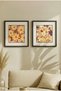 2 Pieces of Black Wooden Framed Square Wooden Painting with Yellow Daisies and Floral Concept - Home, Business, and Office Decoration Painting - 2