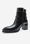 Denny Black Leather Women's Thick Heeled Boots - 8