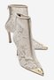Cliff Ecru Lace Detailed Gold Toe Women's Transparent Heeled Boots