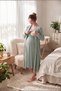Mama Cotton Striped Nursing Nightgown Set with Robe, Long Sleeve Maternity and Postpartum Nightdress Set with Robe - 4