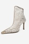 Cliff Ecru Lace Detailed Gold Toe Women's Transparent Heeled Boots - 8