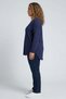 Trend42Plus Large Size Crew Neck Long Sleeve Navy Blue Blouse - 3