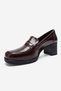 Kellys Burgundy Genuine Leather Women's Heeled Loafer Shoes - 8