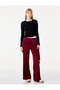 Women Red Plain Trousers