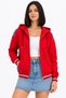 Women's Oversize Red Hooded Denim Jacket - 5
