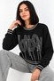 Women's Seasonal Black Relaxed Sweatshirt - 2