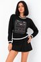 Women's Patterned Comfortable Black Sweatshirt - 3