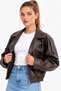 Women's Street Style Brown Faux Leather Jacket - 5