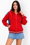 Women's Oversize Red Hooded Denim Jacket - 4