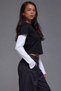 Women's Double Layer Look Long Sleeve Crop T-Shirt Crew Neck - 2