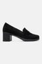 Kellys Black Suede Genuine Leather Women's Heeled Loafer Shoes - 5