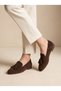 Genuine Leather Brown Suede Women's Leather Loafer Pcc-F24 - 2