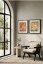 2 Pcs Black Wood Framed Red Autumn Leaves and Garden Square Wooden Painting - Home, Business, and Office Decoration Painting