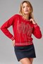 Women's Stone Patterned Red Loose Sweatshirt - 4
