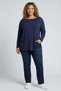 Trend42Plus Large Size Crew Neck Long Sleeve Navy Blue Blouse - 2