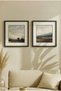 2 Pieces Black Wooden Framed Double Mountain Themed Square Wooden Painting in Earth and Dark Green Tones - Home, Business and Office Decoration Painting - 2