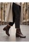 1950941K Women's Genuine Leather Buckle Thick Heel Classic Short Boots