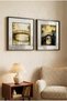 2 Pieces of Pvc Framed Black Wooden Nostalgic Arch Bridge and River View Square Wooden Painting - Home, Business and Office Decoration Painting - 3