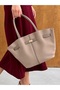 Women's Suede Leather Trendy Stylish Hand and Shoulder Bag with Magnet Closure and Lock Detail (Width: 40 cm - Length: 26 cm - Width: 14 cm) - 4