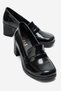 Kellys Black Patent Leather Genuine Leather Women's Heeled Loafer Shoes