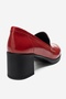 Kellys Red Patent Leather Genuine Leather Women's Heeled Loafer Shoes - 7