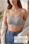 Women's 3-Piece Ribbed Strap Padded Bustier Tank Top, Cotton Lycra Blouse with Bra - 2