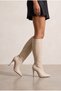 Limbooo Women's Pointed Toe High Heeled Below the Knee Boots Beige Skin - 2