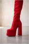 Reilly Red Suede Stretch Design Double Platform Women's Shoes - 3