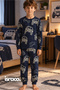Boys' Jeep and Car Patterned 100% Cotton Single Jersey Fabric Long Sleeve Pajama Set