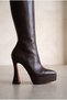 Violettt Brown Skin Platform Design Women's Boots High Heeled Shoes - 3