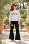 Winter, Spring, and Autumn Girls' Black Spanish Flared Bottoms and Gray Sweat Top