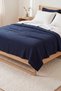 Navy Blue 4 Layer Muslin 100% Cotton Pique - Bedspread - Tv Blanket - 3